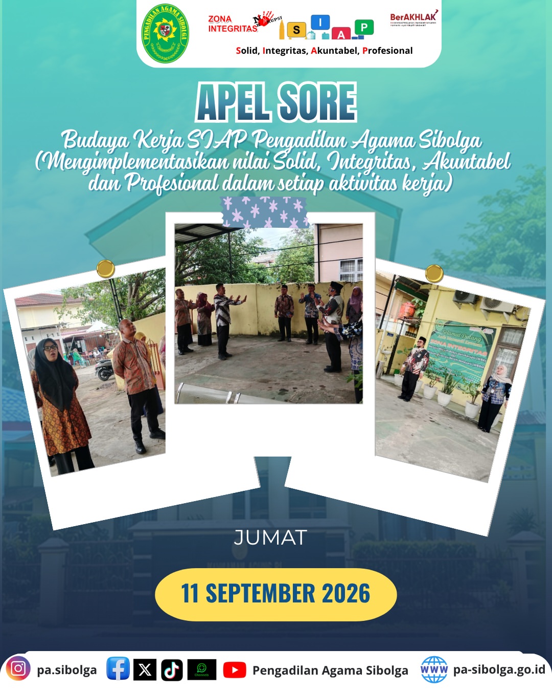 APEL JUMAT PENGADILAN AGAMA SIBOLGA Pada Jumat 11 September 2026 keluarga besar Pengadila