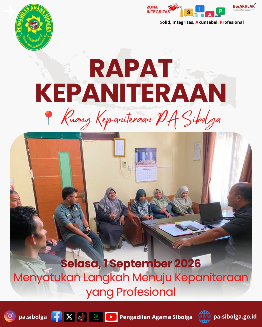  RAPAT KEPANITERAAN PENGADILAN AGAMA SIBOLGA Pengadilan Agama Sibolga melaksanakan Rapat Kep